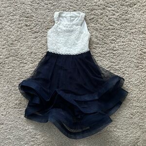 2T navy blue and white occasion dress